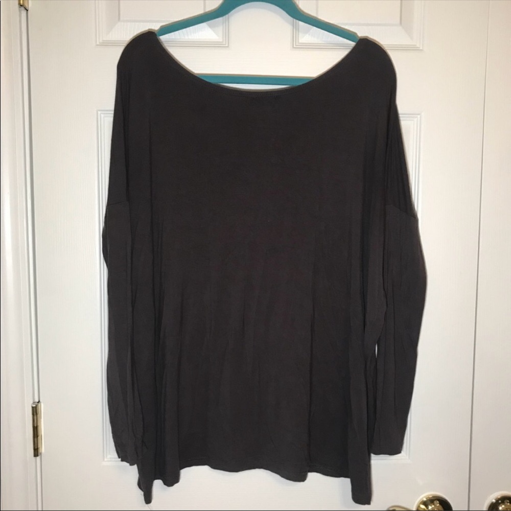 Dark Gray Long Sleeve Piko Top